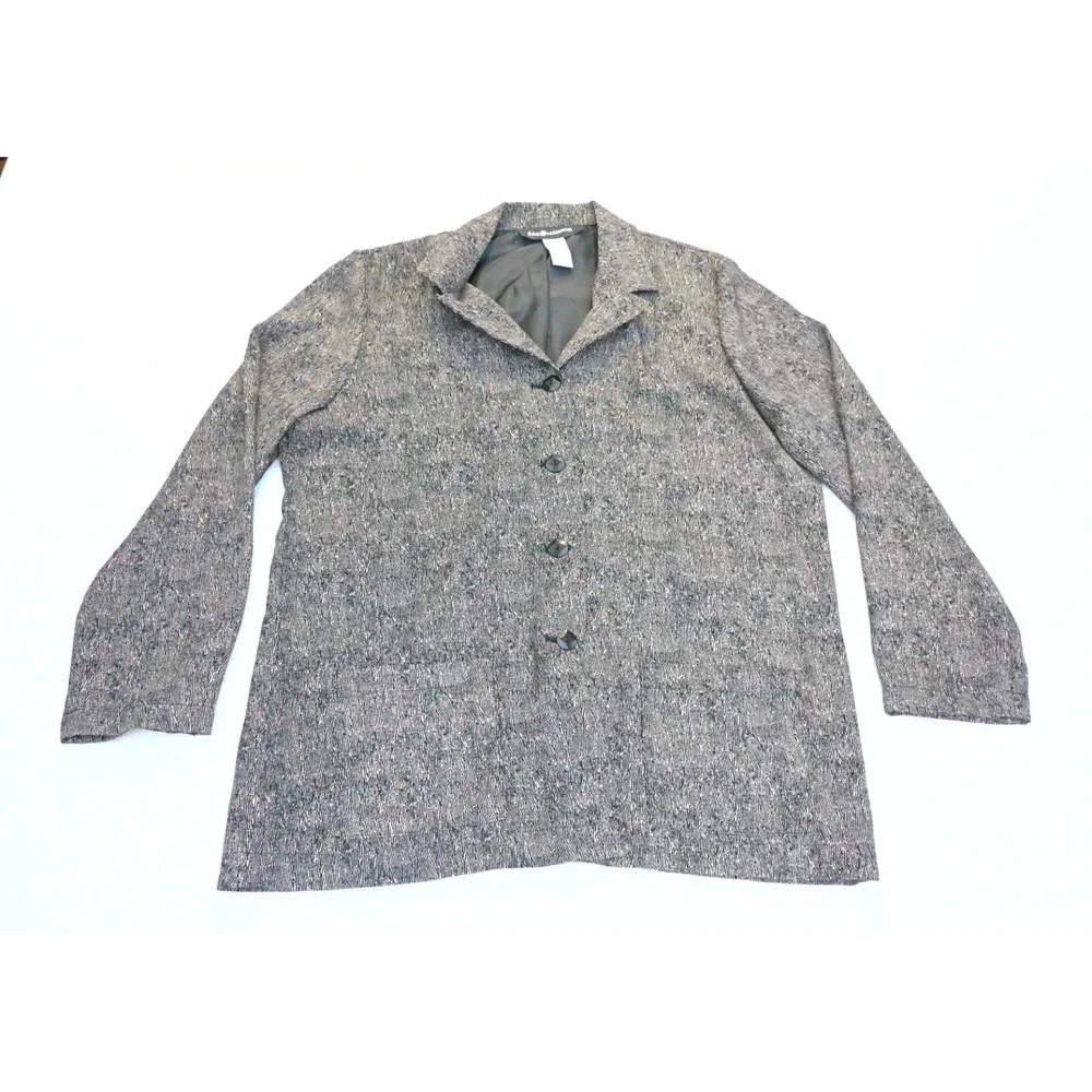 Vintage 90s Sag Harbor Womens 14 Shirt Jacket Grey Black Cream Fleck Lined Soft